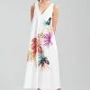 Cotton Poplin Embroidered V-Neck Dress