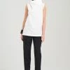 Cotton Poplin Funnel Neck Top