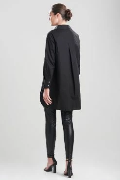 Cotton Poplin Oversized Half Placket Shirt 30 Cotton Poplin Oversized Half Placket Shirt -Natori Sales Shop Cotton Poplin Half Placket Shirt Black by Natori 2 59043.1644270353