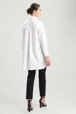 Cotton Poplin Oversized Half Placket Shirt 26 Cotton Poplin Oversized Half Placket Shirt -Natori Sales Shop Cotton Poplin Half Placket Shirt White by Natori 2 39978.1644270346