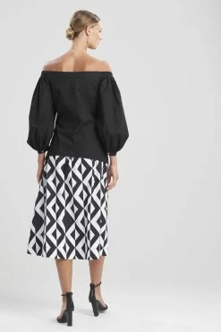 Cotton Poplin Off Shoulder Top -Natori Sales Shop Cotton Poplin Off Shoulder Top Black by Natori 2 64216.1643135743