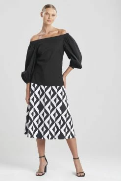 Cotton Poplin Off Shoulder Top -Natori Sales Shop Cotton Poplin Off Shoulder Top Black by Natori 54756.1643135742