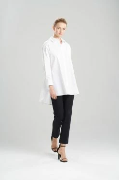 Cotton Poplin Oversized Button Down Shirt -Natori Sales Shop Cotton Poplin Oversized Button Down Shirt White by Natori 00823.1640815866