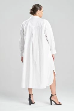 Cotton Poplin Oversized Embroidered Shirtdress -Natori Sales Shop Cotton Poplin Oversized Embroidered Shirtdress White by Natori 4 40031.1668639991