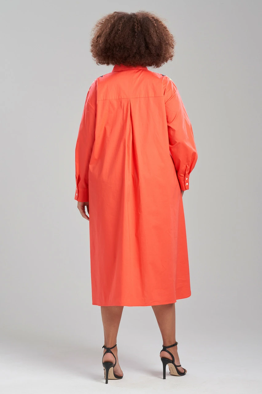 Cotton Poplin Oversized Half Placket Embroidered Shirtdress 4 Cotton Poplin Oversized Half Placket Embroidered Shirtdress - Image 4