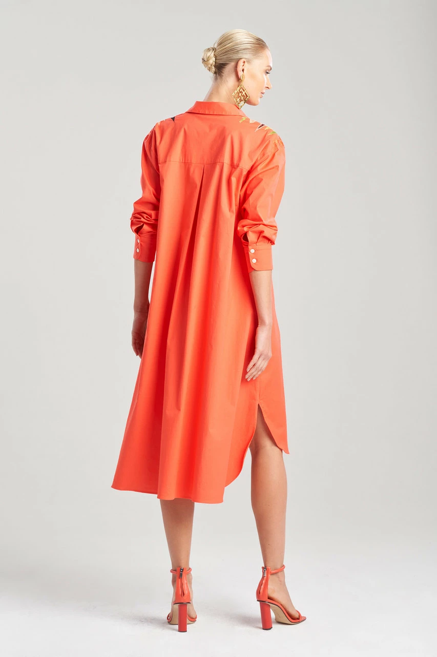 Cotton Poplin Oversized Half Placket Embroidered Shirtdress 2 Cotton Poplin Oversized Half Placket Embroidered Shirtdress - Image 2