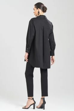 Cotton Poplin Oversized Half Placket Shirt 28 Cotton Poplin Oversized Half Placket Shirt -Natori Sales Shop Cotton Poplin Oversized Half Placket Shirt Black by Natori 2 70135.1674773369