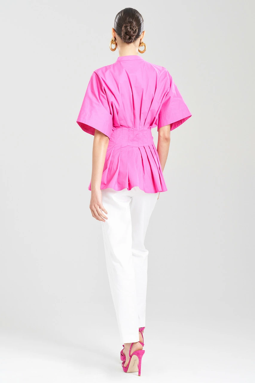 Cotton Poplin Pleated Mandarin Top 2 Cotton Poplin Pleated Mandarin Top - Image 2
