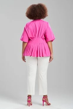 Cotton Poplin Pleated Mandarin Top 15 Cotton Poplin Pleated Mandarin Top -Natori Sales Shop Cotton Poplin Pleated Mandarin Top Pink Sapphire by Natori 4 82663.1674582007