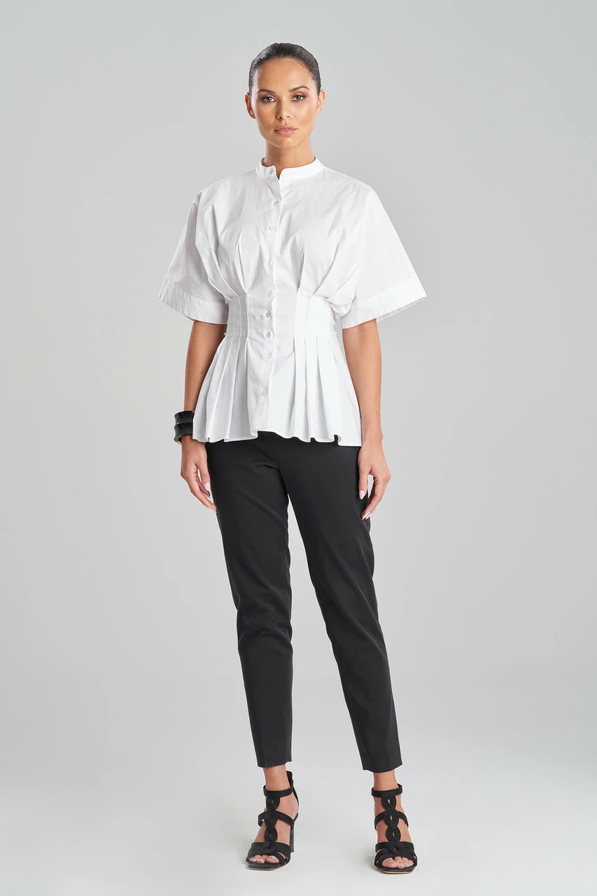 Cotton Poplin Pleated Mandarin Top 3 Cotton Poplin Pleated Mandarin Top - Image 3