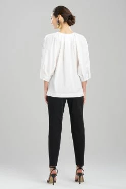 Cotton Poplin Pleated Pullover Top 11 Cotton Poplin Pleated Pullover Top -Natori Sales Shop Cotton Poplin Pleated Pullover Top White by Natori 2 56943.1685712721