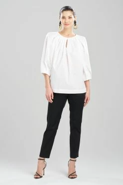 Cotton Poplin Pleated Pullover Top 10 Cotton Poplin Pleated Pullover Top -Natori Sales Shop Cotton Poplin Pleated Pullover Top White by Natori 52244.1685712720