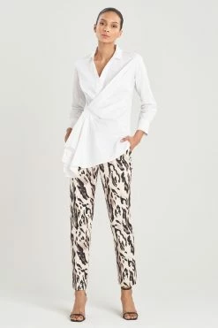 Cotton Poplin Side Drape Shirt