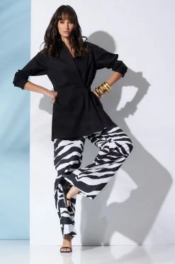 Cotton Poplin Surplice Tie Shirt -Natori Sales Shop Cotton Poplin Surplice Tie Shirt Black by Natori 16145.1670953603