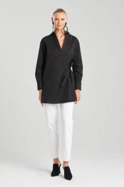 Cotton Poplin Surplice Tie Shirt