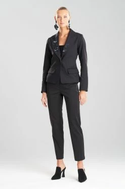 Cotton Sateen Beaded Tailored Blazer Jacket
