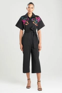 Cotton Sateen Embroidered Jumpsuit