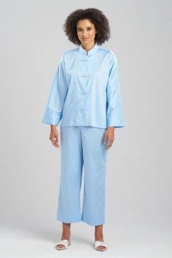 Cotton Sateen Essentials Mandarin PJ 10 Cotton Sateen Essentials Mandarin PJ -Natori Sales Shop Cotton Sateen Essentials Mandarin PJ Bluebell by Natori 2 18929.1692192808