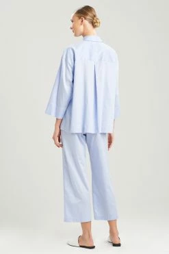 Cotton Sateen Essentials PJ -Natori Sales Shop Cotton Sateen Essentials PJ Periwinkle Blue by Natori 2 76070.1645815791