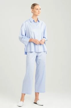 Cotton Sateen Essentials PJ -Natori Sales Shop Cotton Sateen Essentials PJ Periwinkle Blue by Natori 54390.1645815790