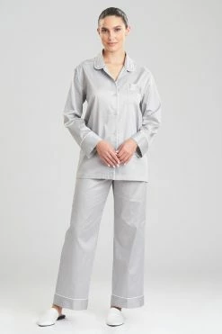 Cotton Sateen Notch PJ 8 Cotton Sateen Notch PJ -Natori Sales Shop Cotton Sateen Notch PJ Grey by Natori 40190.1643817732