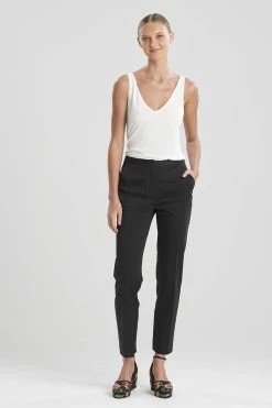 Cotton Sateen Tapered Pants 12 Cotton Sateen Tapered Pants -Natori Sales Shop Cotton Sateen Tapered Pants Black by Natori 62655.1659452903