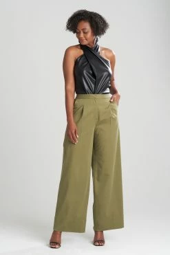 Cotton Sateen Trouser Pants 10 Cotton Sateen Trouser Pants -Natori Sales Shop Cotton Sateen Trouser Pants Olive by Natori 85747.1662662392