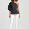 Cotton Poplin Balloon One Shoulder Top
