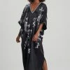 Couture Black Silk Embroidered Caftan