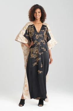 Couture Dragon Embroidered Cocoon Silk Caftan