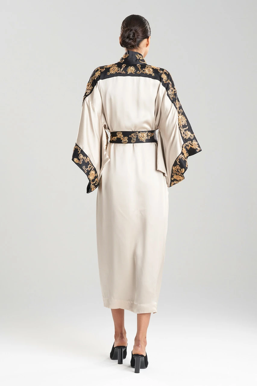 Couture Dragon Embroidered Drop Sleeve Silk Robe 2 Couture Dragon Embroidered Drop Sleeve Silk Robe - Image 2