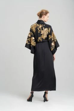 Couture Floral Embroidery Silk Robe -Natori Sales Shop Couture Floral Embroidery Silk Robe Black by Josie Natori 2 30861.1641485485