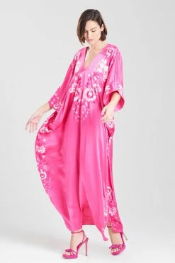 Couture Hanabi Embroidered Silk Caftan