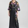 Couture Kairaku Garden Embroidered Silk Caftan