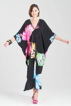 Couture Kyoko Butterfly Embellished Silk Caftan