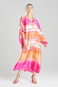 Couture Minako Embroidered Drop Sleeve Silk Caftan