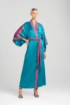 Couture Tribal Embroidery Robe -Natori Sales Shop Couture Tribal Embroidery Robe Aegean Green by Josie Natori 20579.1641485438