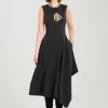 Crepe Asymmetrical Belted Dress