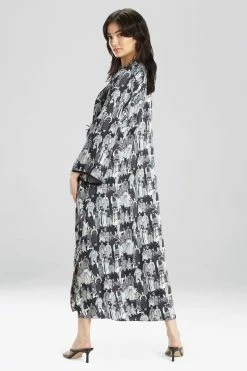 Dynasty Mandarin Zip Caftan - Black -Natori Sales Shop D82030 BGY 2 83246.1622637921