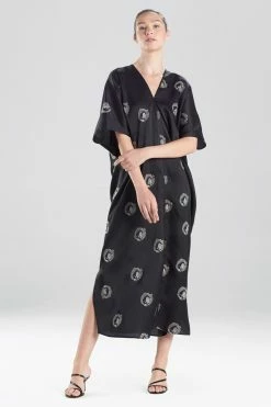 Dragon Crest Caftan -Natori Sales Shop Dragon Crest Caftan Black Bone Combo by Natori 58282.1666381247