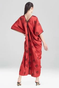 Dragon Crest Caftan -Natori Sales Shop Dragon Crest Caftan Red Black Combo by Natori 2 74876.1632258569