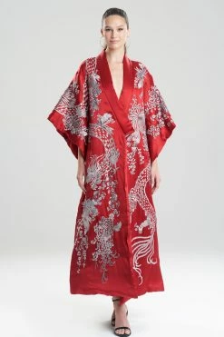 Dragon Embroidery Silk Robe -Natori Sales Shop Dragon Embroidery Silk Robe Imperial Red by JN 61984.1641498572