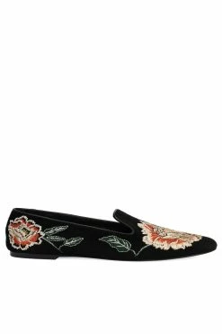 Edda Suede Embroidered Loafer -Natori Sales Shop Edda Suede Embroidered Loafer Black by Natori 2 06614.1662041627