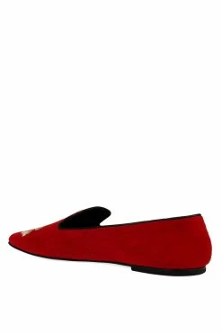 Edda Suede Embroidered Loafer -Natori Sales Shop Edda Suede Embroidered Loafer Brocade Red by Natori 3 37213.1662041642