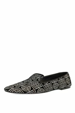 Edda Suede Infinity Embroidered Loafer -Natori Sales Shop Edda Suede Infinity Embroidered Loafer Black by Natori 2 18591.1662040607