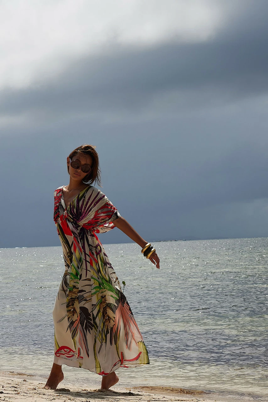 El Nido Obi Silk Beaded Kimono Dress 3 El Nido Obi Silk Beaded Kimono Dress - Image 3