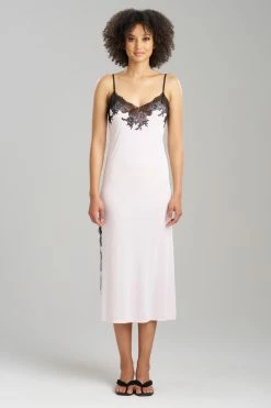 Enchant Lace Slit Gown -Natori Sales Shop Enchant Lace Slit Gown Blush Pink Black by Natori 69169.1691587169