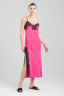 Enchant Lace Slit Gown -Natori Sales Shop Enchant Lace Slit Gown Fiesta Pink by Natori 82971.1691587297