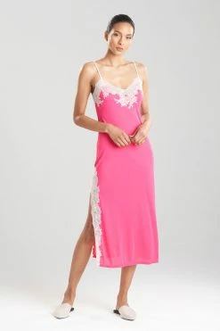 Enchant Lace Slit Gown -Natori Sales Shop Enchant Lace Slit Gown Pink Sapphire by Natori Retouched 2 11162.1671055771
