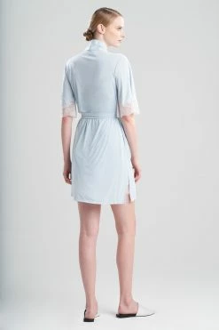 Enchant Wrap With Lace -Natori Sales Shop Enchant Wrap With Lace Frosted Blue Shell Pink by Natori 2 05014.1645632068